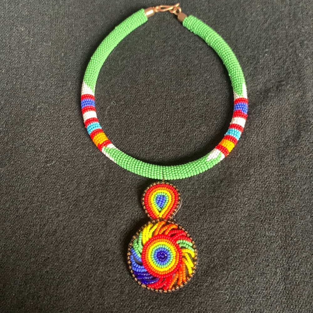 Masai beads handmade necklace in bright colors